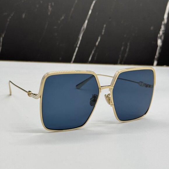 NEW DIOR EVERDIOR S1U B0B0 DIOR GOLD BLUE WOMEN DIOR SUNGLASSES - Picture 1 of 12